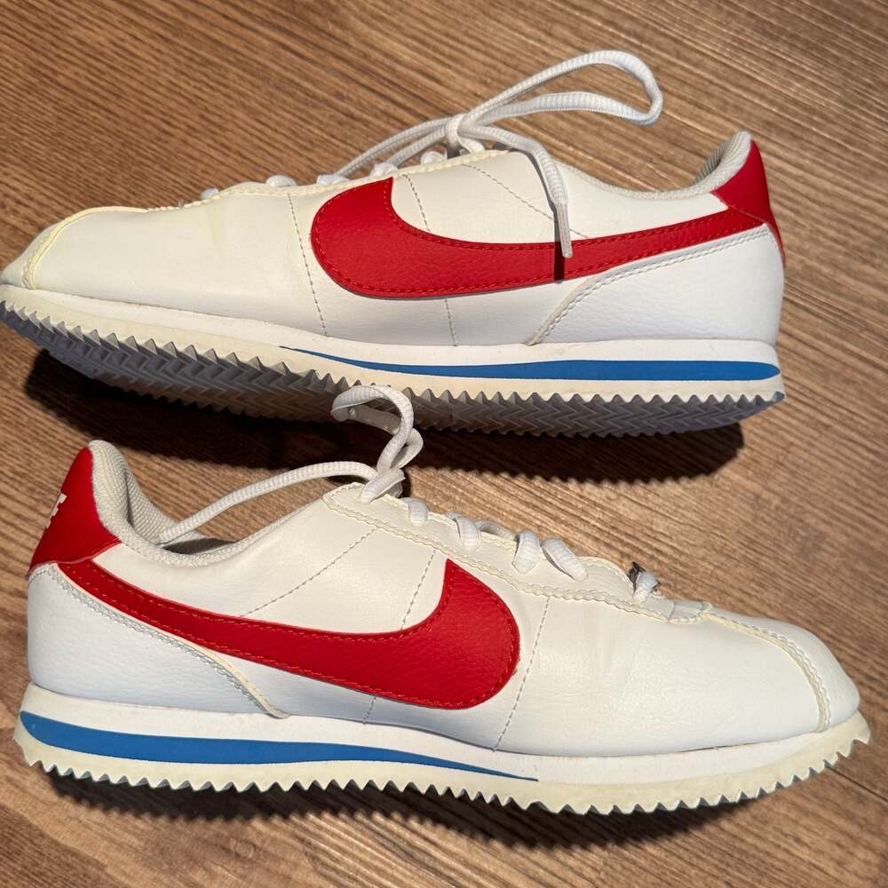 Nike Classic Cortez Leather Forrest Gump White Red Blue GS Youth 6Y Sneakers - Picture 4 of 11